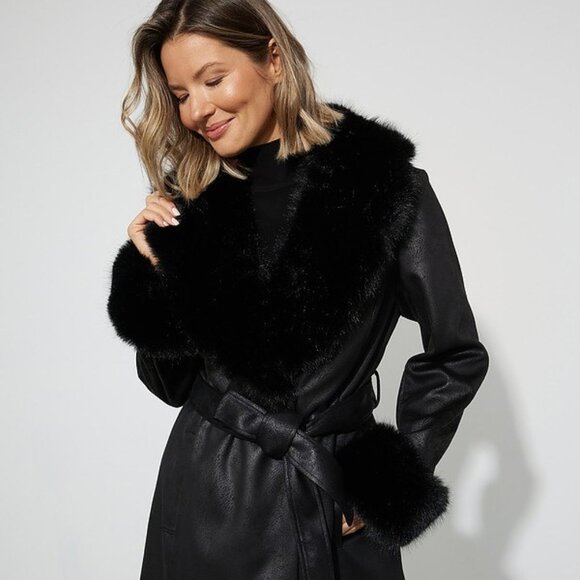 Joseph Ribkoff Fur Trim Coat - Picture 1 of 9